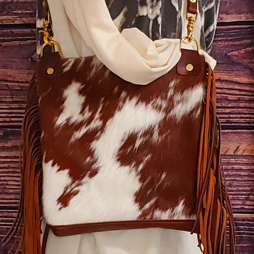 Cross Body Cowhide Fringe Purse